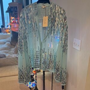 Sheer Blue and Silver Sequin Jacket/blouse